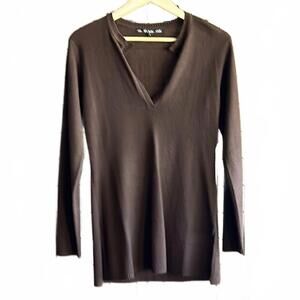 ces astuces astu Womens Sweater Size 1 Brown Long Sleeve V Neck Classic